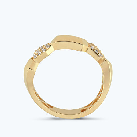 Altın Taşlı Zikzak Yüzük