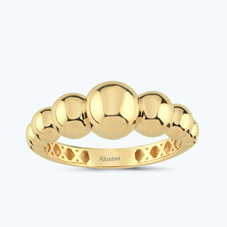 Altın Toplu Bombeli Yüzük