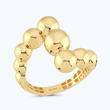 Altın Toplu Bombeli Yüzük