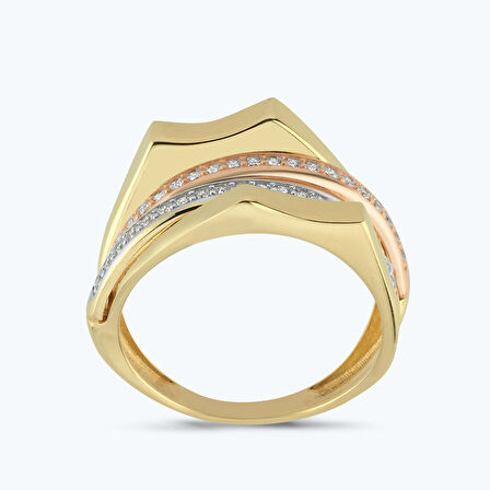 Altın Çift Sıra Taşlı Yüzük