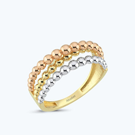 Altın Üç Renk Toplu Yüzük