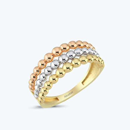 Altın Üç Renk Toplu Yüzük