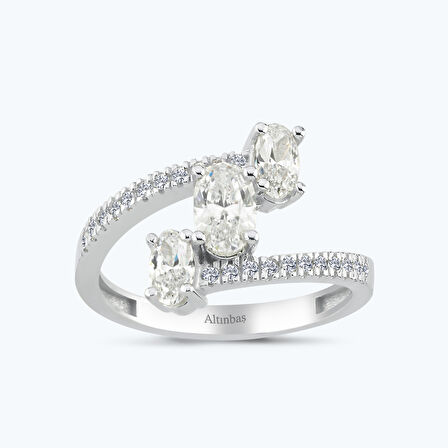 Altın Kolları Taşlı Oval Yüzük