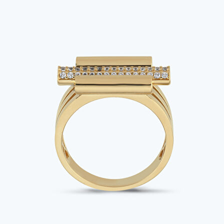 Altın Çift Sıra Taşlı Yüzük