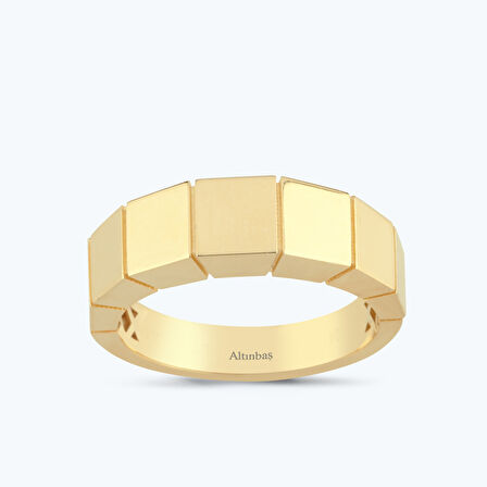 Altın Sıralı Kare Yüzük