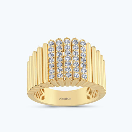 Altın Taşlı Çubuk Yüzük