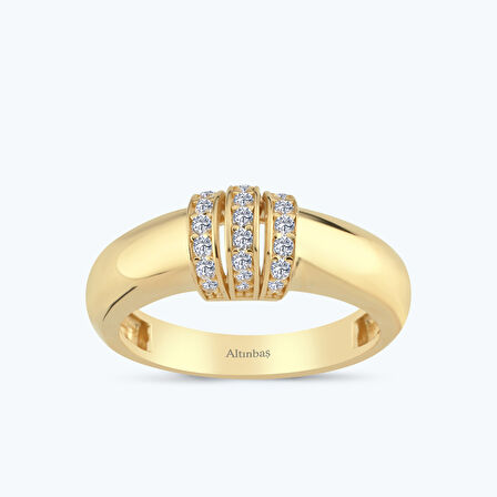 Altın Üç Sıra Taşlı Yüzük