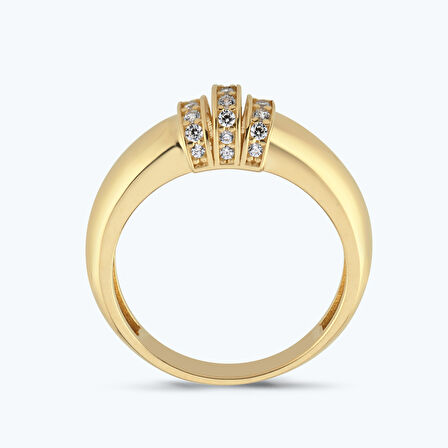 Altın Üç Sıra Taşlı Yüzük