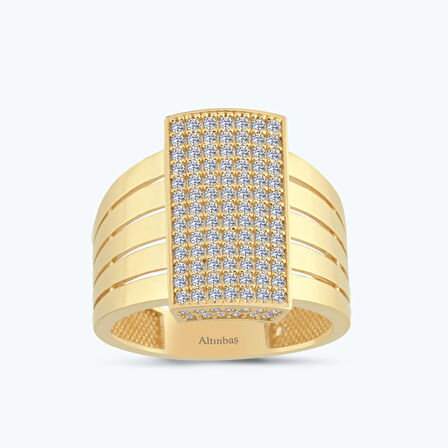 Altın Dikdörtgen Taşlı Yüzük