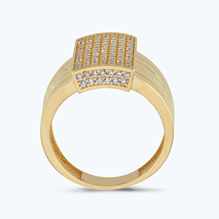 Altın Dikdörtgen Taşlı Yüzük