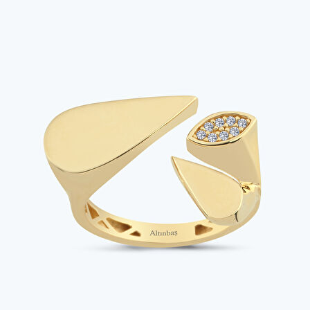 Altın Taşlı Damla Yüzük