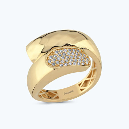 Altın Bombeli Taşlı Yüzük