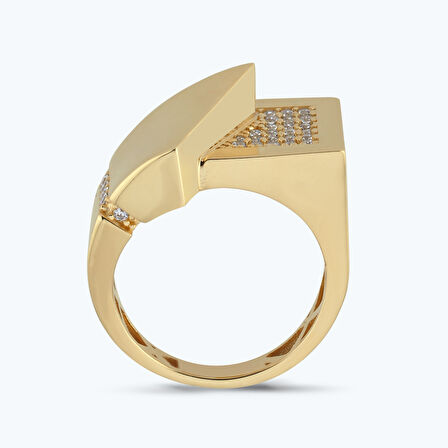 Altın Taşlı Kare Yüzük