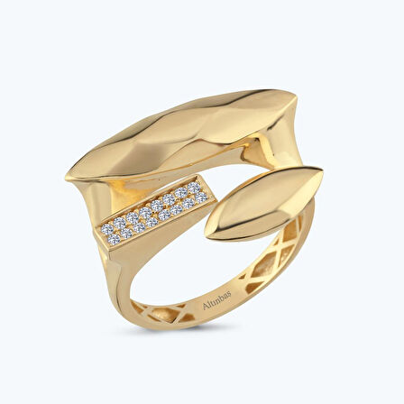 Altın Taşlı Elips Yüzük