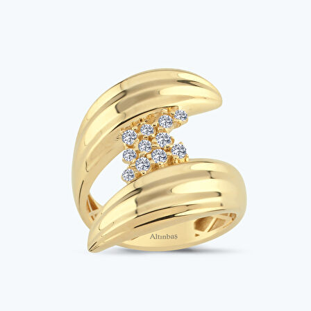 Altın Bombeli Taşlı Yüzük