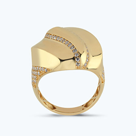 Altın Bombeli Taşlı Yüzük