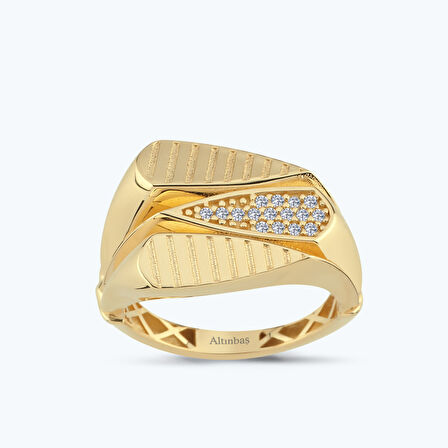 Altın Taşlı Üçgen Yüzük