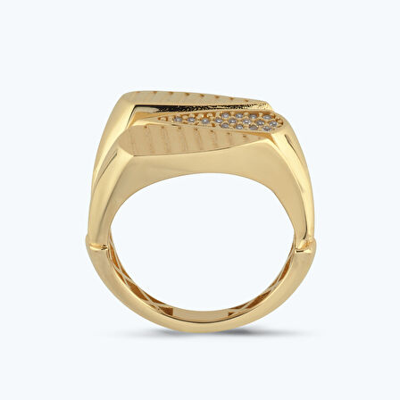 Altın Taşlı Üçgen Yüzük