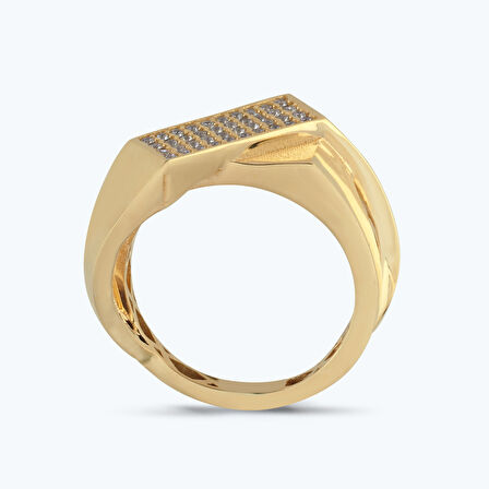 Altın Taşlı Dikdörtgen Yüzük