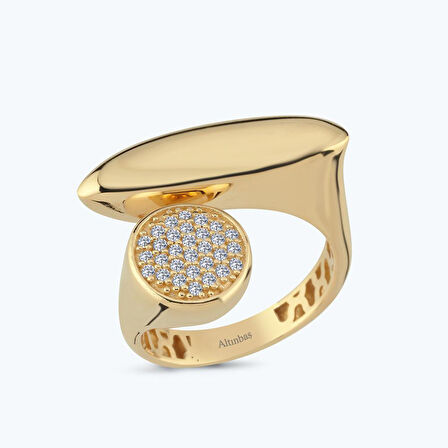 Altın Bombeli Taşlı Yüzük