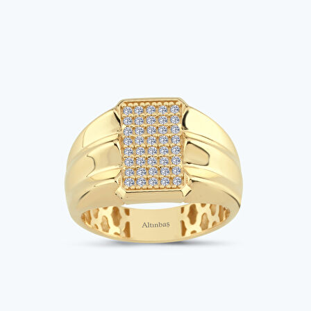 Altın Bombeli Taşlı Yüzük