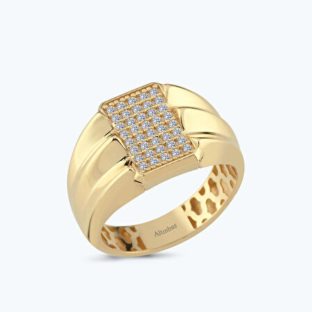 Altın Bombeli Taşlı Yüzük