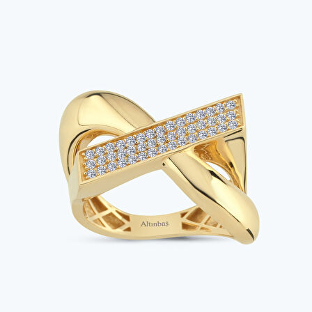 Altın Sıra Taş Çapraz Yüzük
