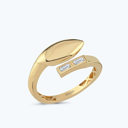 Altın Baget Taş Elips Yüzük