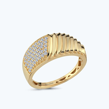 Altın Bombeli Taşlı Yüzük