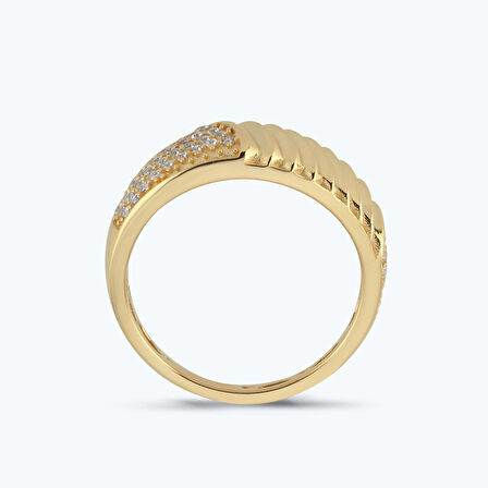 Altın Bombeli Taşlı Yüzük