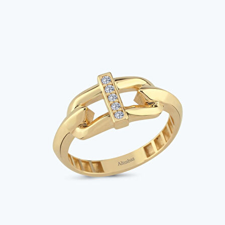 Altın Taşlı Çengel Yüzük