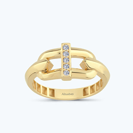 Altın Taşlı Çengel Yüzük