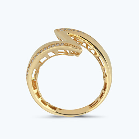 Altın Taşlı Zikzak Yüzük