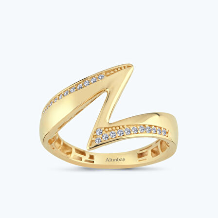 Altın Taşlı Zikzak Yüzük