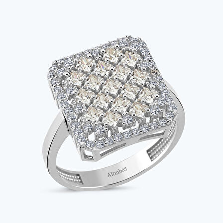 Altın Taşlı Kare Yüzük