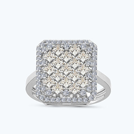 Altın Taşlı Kare Yüzük