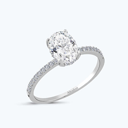 Altın Kolları Taşlı Oval Yüzük