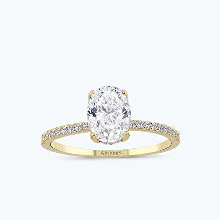 Altın Kolları Taşlı Oval Yüzük