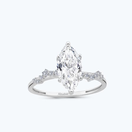 Altın Kolları Taşlı Markiz Tektaş Yüzük