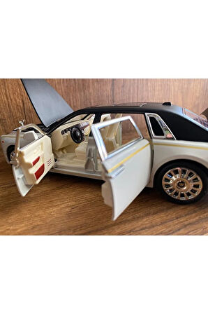 Rolls Royce Model Araba Beyaz Rolls Royce Scale Diecast Araba Ön Far Arka Stop Işıklı Kapılar Açılır