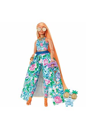 Barbie Extra Çiçekli Kostümlü Bebek Oyuncak Barbie Extra Şık Bebek Ve Yavru Kedisi Hhn14