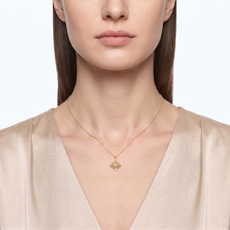 Altın Lotus Çiçeği Tektaş Kolye