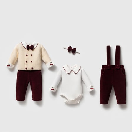 Erkek bebek 3-6 AY Triko Hırkalı KADİFE TULUM BODY  5LÜ TAKIM  kutulu özel tasarım