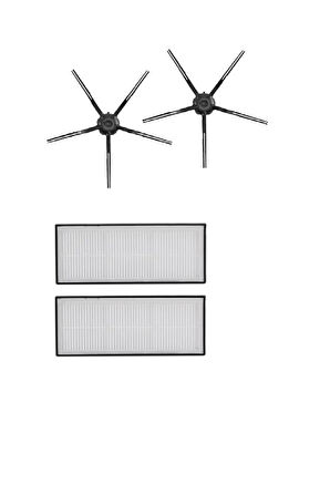 Roborock S7 Modelleri İle Tam Uyumlu 5 Kollu Silikon Yan Fırça 2'li Ve Hepa Filtre
