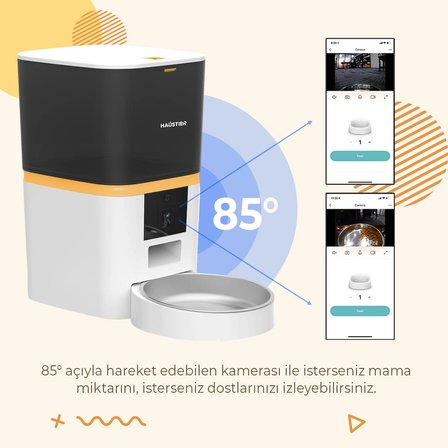 Haustier QWF Kameralı Akıllı Beslenme İstasyonu, QQ005 Kameralı Akıllı Kedi Mama Kabı & WF007L Kedi Su Sebili, İkisi Bir Arada Avantaj Set