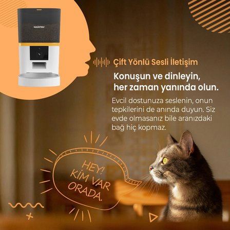 Haustier QWF Kameralı Akıllı Beslenme İstasyonu, QQ005 Kameralı Akıllı Kedi Mama Kabı & WF007L Kedi Su Sebili, İkisi Bir Arada Avantaj Set