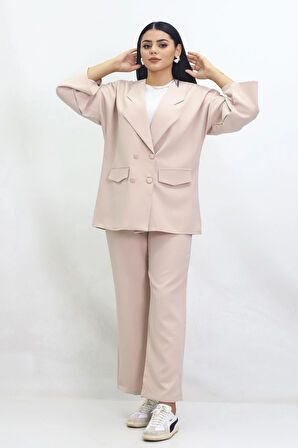 GENİŞ KESİM BLAZER CEKET CIRTLI PANTOLONLU TAKIM