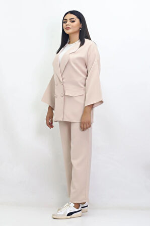 GENİŞ KESİM BLAZER CEKET CIRTLI PANTOLONLU TAKIM