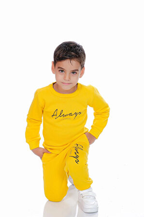 ALWAYS BASKILI ÜÇ İPLİK ÇOCUK EŞOFMAN TAKIM