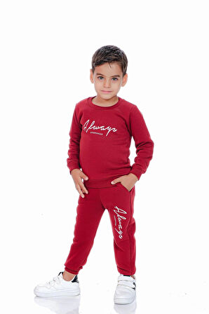 ALWAYS BASKILI ÜÇ İPLİK ÇOCUK EŞOFMAN TAKIM
